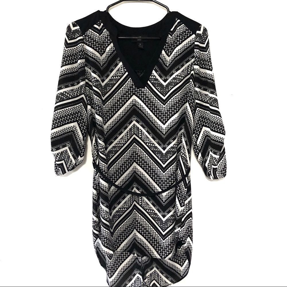 IZ Byer Black/White Semi Sheer Patterned Blouse